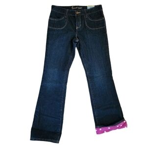 Old Navy‎ Bootcut Jeans Girls Size 12R Dark Wash Polka Dot Pink Lining NWT